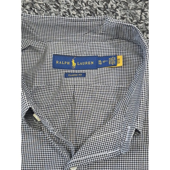 Polo Ralph Lauren Long‎ Sleeve XL Mens Black Gingham Check Shirt Button Down - Picture 3 of 7